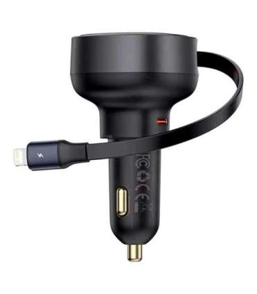 Car Charger Baseus Enjoyment Pro with lightning cable + USB-C , 55W (black)