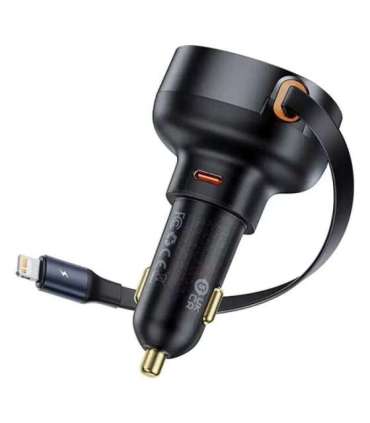 Car Charger Baseus Enjoyment Pro with lightning cable + USB-C , 55W (black)