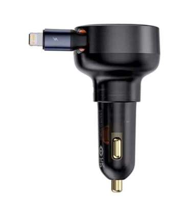 Car Charger Baseus Enjoyment Pro with lightning cable + USB-C , 55W (black)