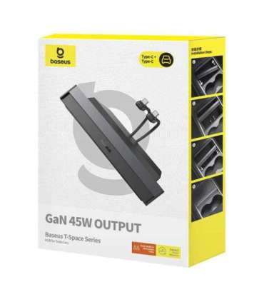 Hub Baseus T-Space with USB-C to lightning cables for Tesla Cars (black)