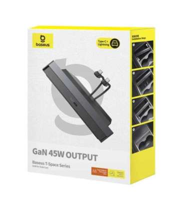 Hub Baseus T-Space with USB-C to USB-C cables for Tesla Cars (black)