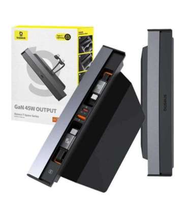 Hub Baseus T-Space with USB-C to USB-C cables for Tesla Cars (black)