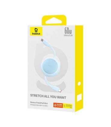 Baseus Free2Pull Mini USB-C to USB-C 60W USB cable, 1m (blue)
