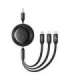 3-in-1 Baseus Free2Draw USB to M+L+C 100W cable, 1.1 m (black)