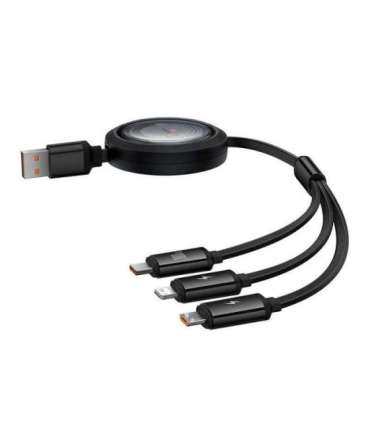 3-in-1 Baseus Free2Draw USB to M+L+C 100W cable, 1.1 m (black)