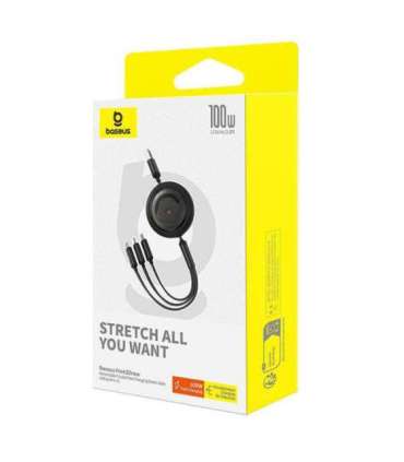 3-in-1 Baseus Free2Draw USB to M+L+C 100W cable, 1.1 m (black)