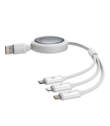 3-in-1 Baseus Free2Draw USB to M+L+C 100W cable, 1.1 m (white)