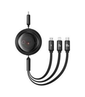 Fast Charging Cable 3in1 Baseus Free2Draw USB-C to USB-C/Lightning/Micro 100W, 1,1m (black)