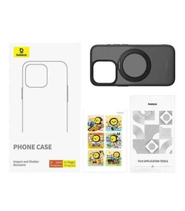 Phone Case Baseus SkyRing Magnetic with Stand for iP 13 Pro + tempered-glass and cleaning kit (black)