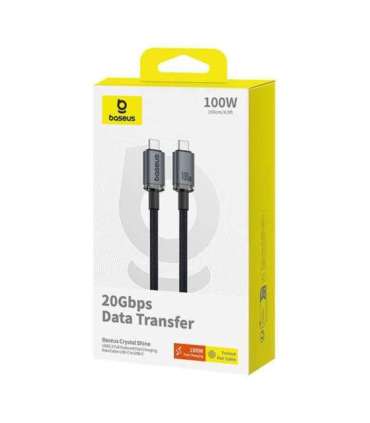 Fast Charging Cable Baseus Crystal Shine USB-C to USB-C 100W, 1,5m, 20Gb (black)