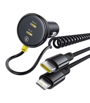 60W Baseus USB-C car charger + Lightning cable (Black)