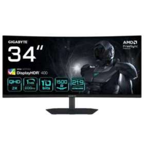 GIGABYTE G34WQC2 34” WQHD Curved Gaming Monitor - 3440 x 1440, 1500R, 200Hz, 1ms, 450 cd/m2, AMD FreeSync Premium,