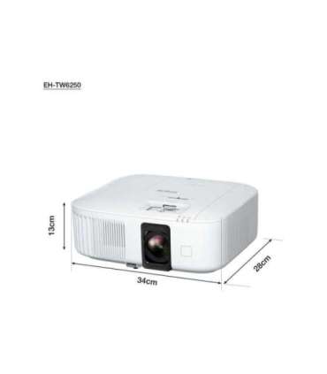Epson EH-TW6250 4K PRO-UHD 3840 x 2160 (2 x 1920 x 1080) 2800 ANSI lumens White Lamp warranty 12 month(s) |