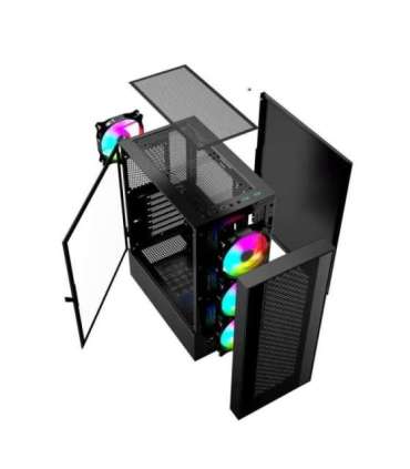 Gembird Fornax 4000 ARGB gaming ATX computer case, Midi Tower, backlight, Black