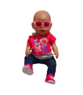 WOOPIE Moodne riietus nukule LOVE Prillid Kingad 43-46 cm