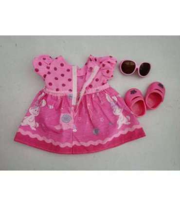 WOOPIE ROYAL Одежда для куклы Розовое платье с зайчиком 43-46 см