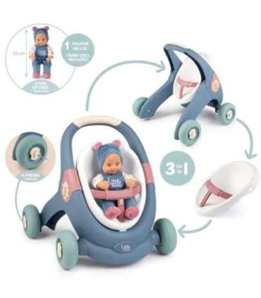 SMOBY Little Chodzik Pchacz 3w1 Wózek dla Dzieci + Lalka Bobas