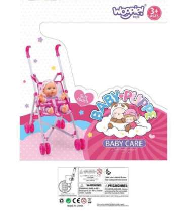 WOOPIE ROYAL Esimene beebinukk koos vankriga, lapsehoidja + toitmiskomplekt