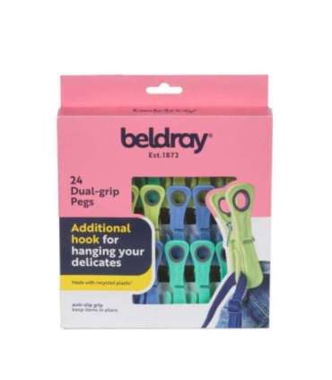 Beldray LA035716RPFEU7 24 Dual-Grip Pegs – Green/Blue