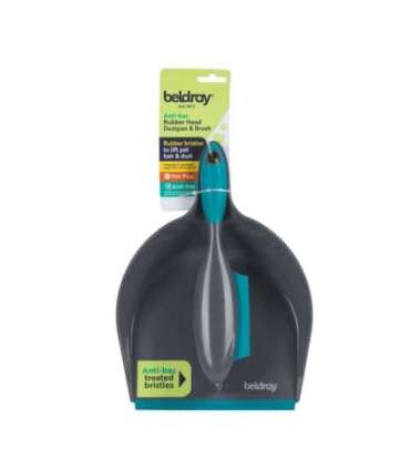 Beldray LA034191UFFEU7 Antibac Pet Plus+ Rubber Head Dustpan & Brush Set