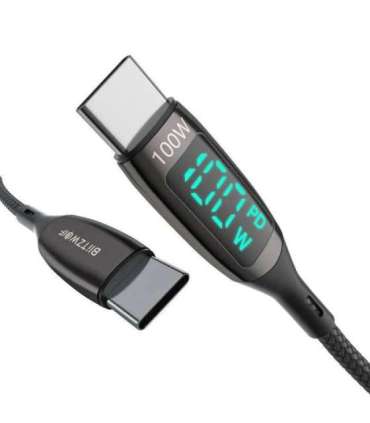 USB-C to USB-C cable BlitzWolf BW-TC23, with display, 100W, 0.9m (black)