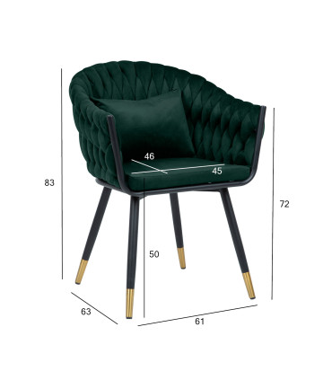 Стул FLORA, темно-зеленый бархат