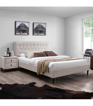 Кровать EMILIA с матрасом HARMONY TOP (86863) 140x200см, обивка из мебельного текстиля, цвет: светло-бежевый