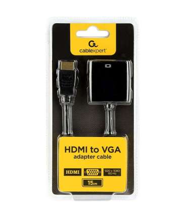 Gembird A-HDMI-VGA-04 video cable adapter 0.15 m VGA (D-Sub) HDMI Type A (Standard) Black