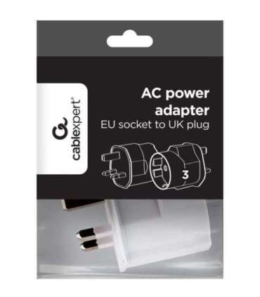 Gembird A-AC-EUFUKM-01 AC power adapter, EU Schuko socket to UK plug, 13 A