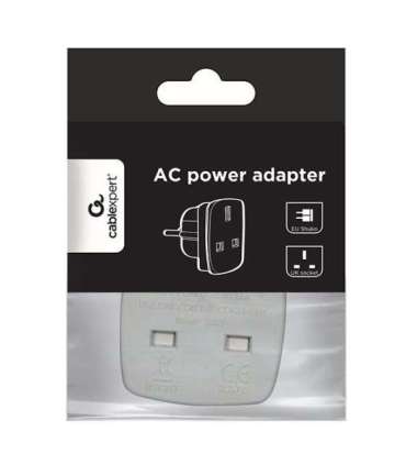 Gembird A-AC-UKEU-001 power plug adapter Type G (UK) Type F White