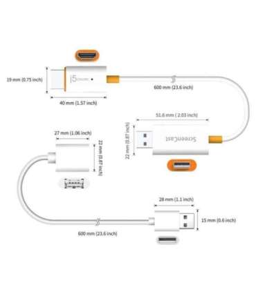 j5create ScreenCast HDMI Wireless Display Adapter Receiver - Mirrors Phone, Tablet, Laptop to HDTV - Compatible with