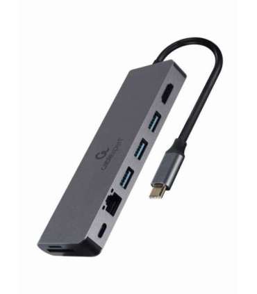 Gembird A-CM-COMBO5-05 USB Type-C 5-in-1 multi-port adapter (Hub + HDMI + PD + card reader + LAN)