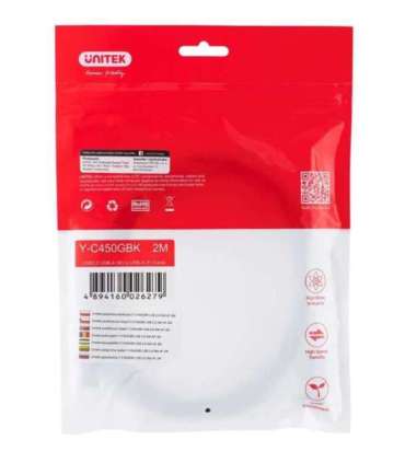 UNITEK Y-C450GBK USB cable 2 m USB 2.0 USB A Black