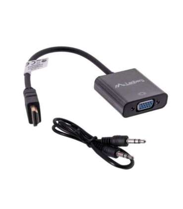 Lanberg AD-0017-BK video cable adapter 0.2 m VGA (D-Sub) HDMI Type A (Standard) Black