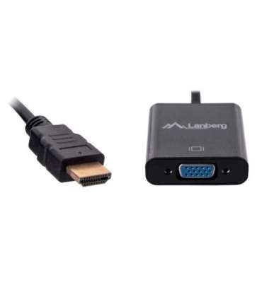 Lanberg AD-0017-BK video cable adapter 0.2 m VGA (D-Sub) HDMI Type A (Standard) Black