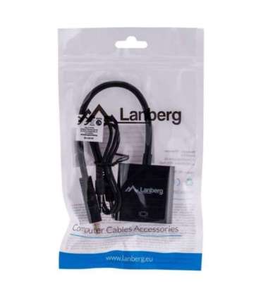 Lanberg AD-0017-BK video cable adapter 0.2 m VGA (D-Sub) HDMI Type A (Standard) Black