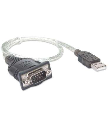 Manhattan USB-A to Serial Converter cable, 45cm, Male to Male, Serial/RS232/COM/DB9, Prolific PL-2303RA Chip,