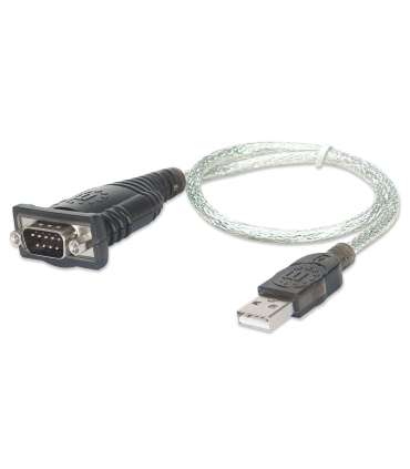 Manhattan USB-A to Serial Converter cable, 45cm, Male to Male, Serial/RS232/COM/DB9, Prolific PL-2303RA Chip,