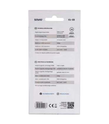 Savio CL-23 video cable adapter 0.5 m VGA (D-Sub) HDMI Type A (Standard) Black