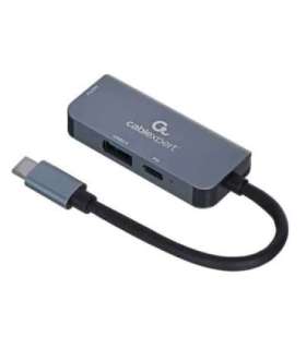Gembird A-CM-COMBO3-02 USB Type-C 3-in-1 multi-port adapter (USB port + HDMI + PD), silver