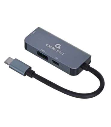 Gembird A-CM-COMBO3-02 USB Type-C 3-in-1 multi-port adapter (USB port + HDMI + PD), silver