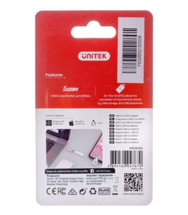 UNITEK ADAPTER USB-C-USB-A 3.1 GEN1, M/F, A1025GNI