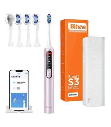 Sonic toothbrush with app, tips set and travel etui S3 (pink)