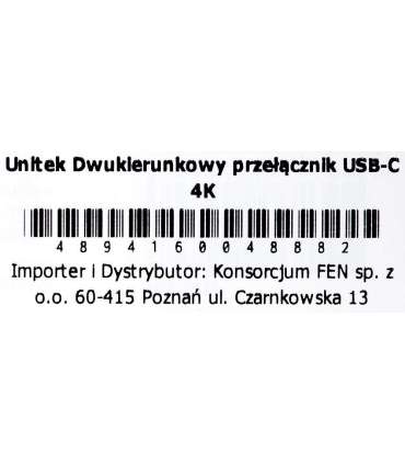 Unitek two-way Signal Switch USB-C, 2 in 1 out 4K