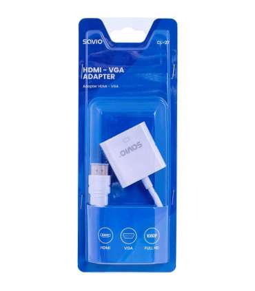 Savio CL-27 video cable adapter 0.2 m VGA (D-Sub) HDMI Type A (Standard) White