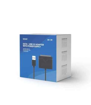 SAVIO AK-39  USB 3.0 - SATA III adapter for 3.5″/2,5" drives with power supply Black