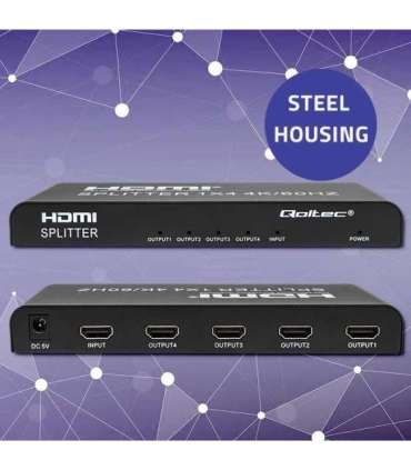 Qoltec 51799 Active HDMI Splitter 4 x HDMI 4K x 2K 6Gb/s 60Hz