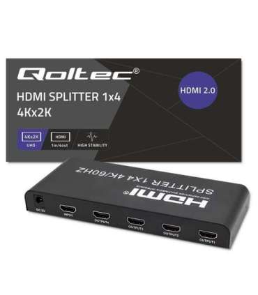 Qoltec 51799 Active HDMI Splitter 4 x HDMI 4K x 2K 6Gb/s 60Hz