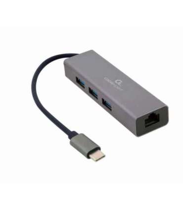 Gembird A-CMU3-LAN-01 USB-C Gigabit network adapter with 3-port USB 3.1 hub