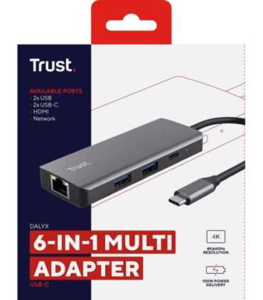Trust Dalyx - 6-in-1 USB-C Multi-Port Adapter, 1000 Mbit/s (silver)